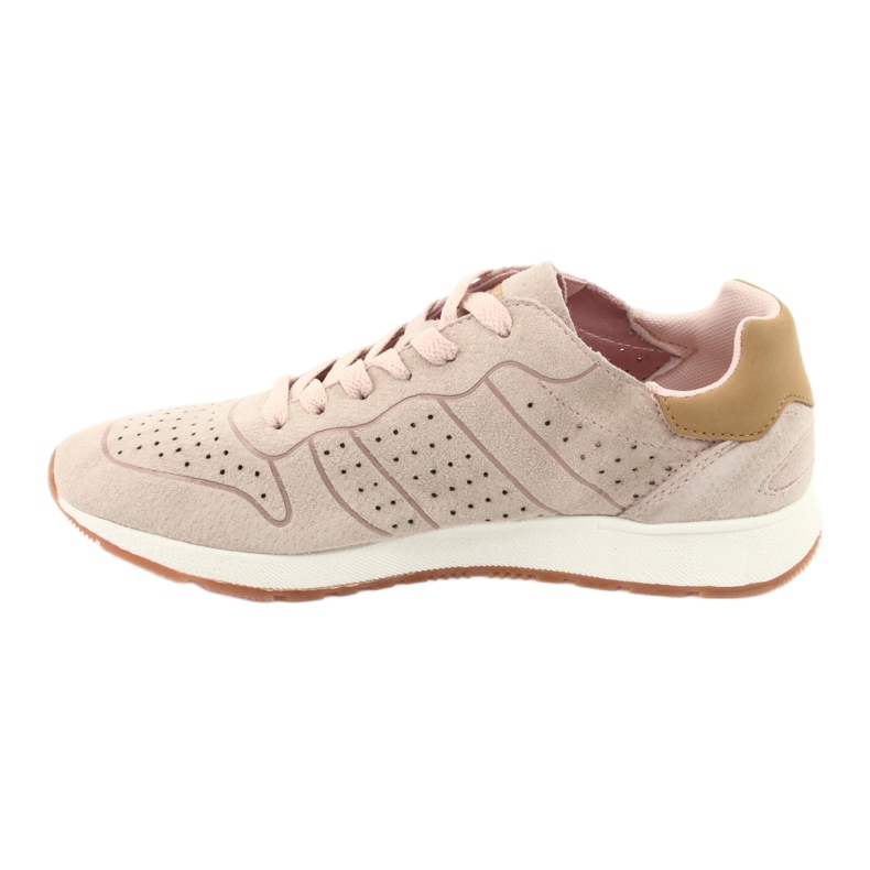 American Club AA06 chaussures de sport en cuir pour femme, rose poudré 2