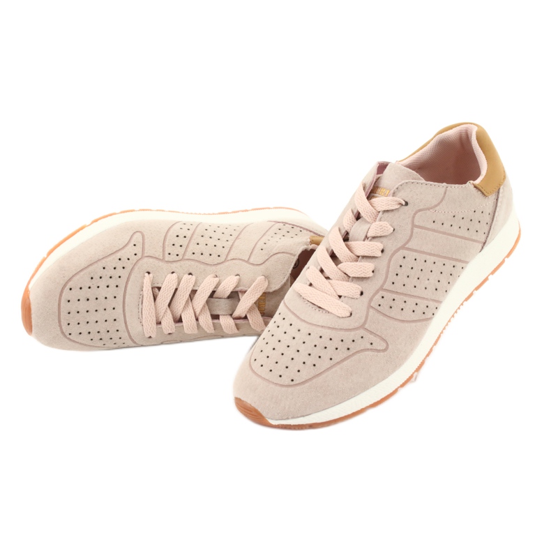American Club AA06 chaussures de sport en cuir pour femme, rose poudré 6