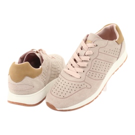 American Club AA06 chaussures de sport en cuir pour femme, rose poudré 4
