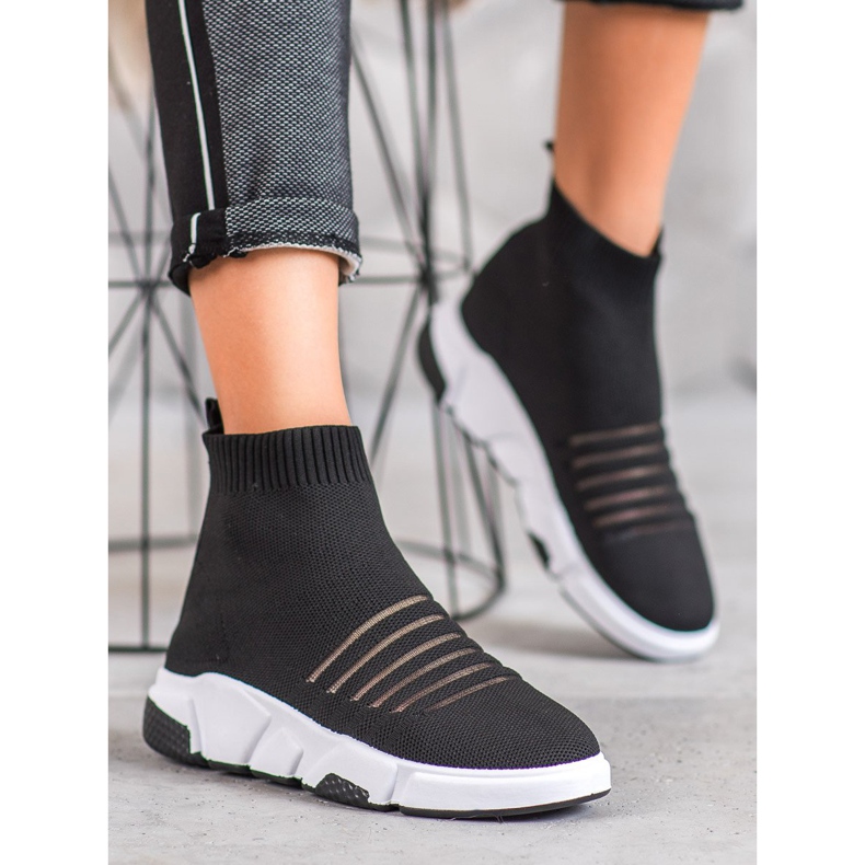 SHELOVET Chaussures à enfiler avec maille noir 1