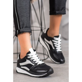 SHELOVET Chaussures noires nouées blanche le noir 2 SHELOVET Chaussures noires nouées blanche le noir 2