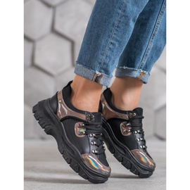 Weide Chaussures Noires Avec Effet Holo le noir 4
