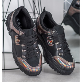 Weide Chaussures Noires Avec Effet Holo le noir 2