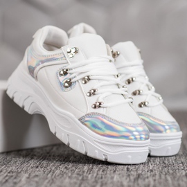 Weide Chaussures Blanches Avec Effet Holo 5