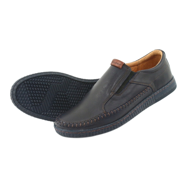 Riko Mocassins en cuir masculin 913 bleu marine 5