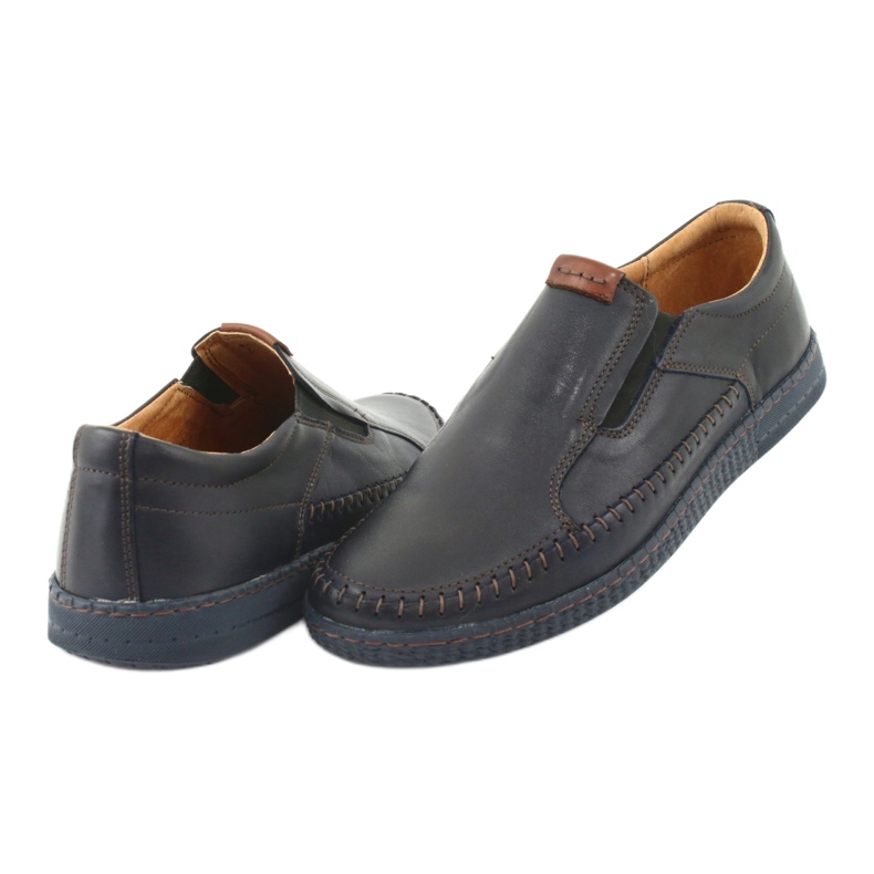 Riko Mocassins en cuir masculin 913 bleu marine 4