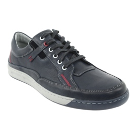 Chaussures de sport en cuir pour hommes Riko 835, bleu marine 1