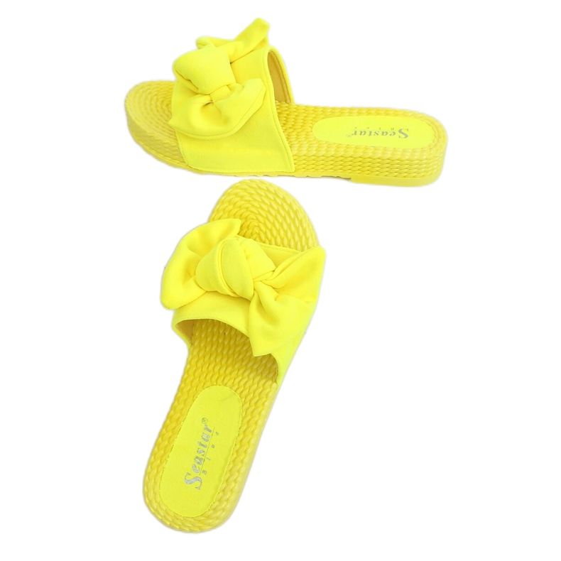 Chaussons pour femmes jaunes avec un nœud YQ225P Fluorescéine 2
