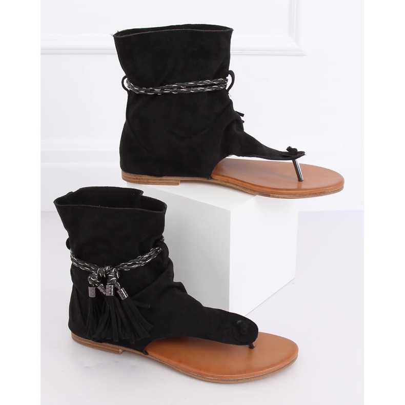 Noir SL1011 Tongs noires avec tige le noir 1