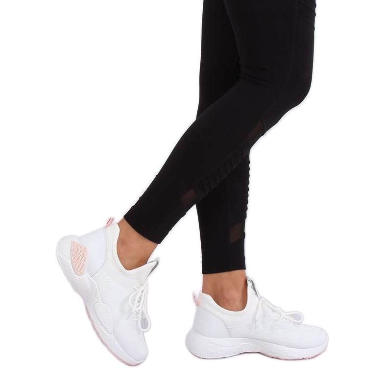 Chaussures de sport en maille blanche B0-547 Rose 1