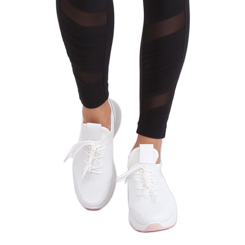 Chaussures de sport en maille blanche B0-547 Rose 2