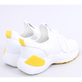 Chaussures de sport en maille blanche B0-547 Jaune 2