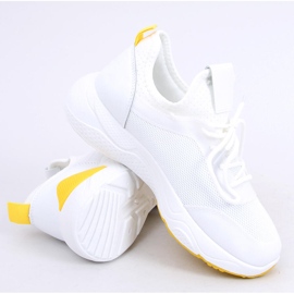 Chaussures de sport en maille blanche B0-547 Jaune 1