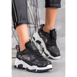 Bella Paris Baskets en cuir écologique le noir multicolore 1