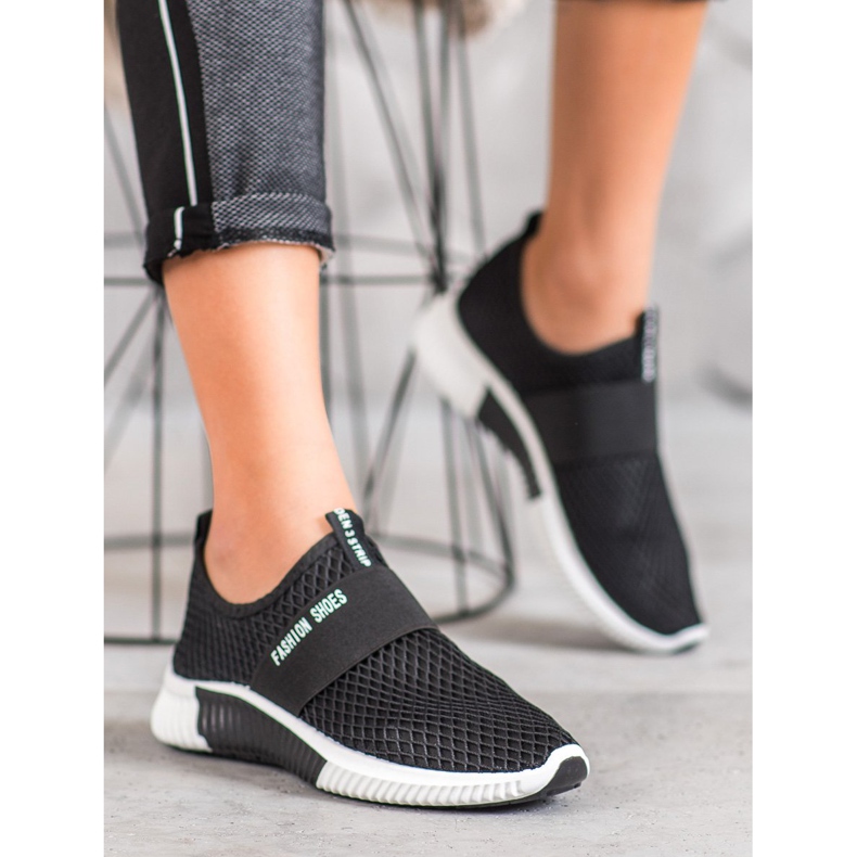 SHELOVET Chaussures de mode à enfiler le noir 1