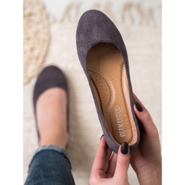Diamantique Ballerines classiques en daim gris 4