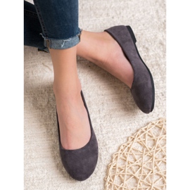 Diamantique Ballerines classiques en daim gris 3