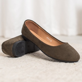 Diamantique Ballerines classiques en daim multicolore vert 2