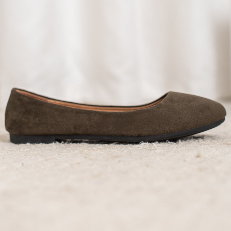 Diamantique Ballerines classiques en daim multicolore vert 1