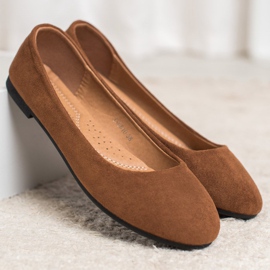 Diamantique Ballerines classiques en daim brun 3