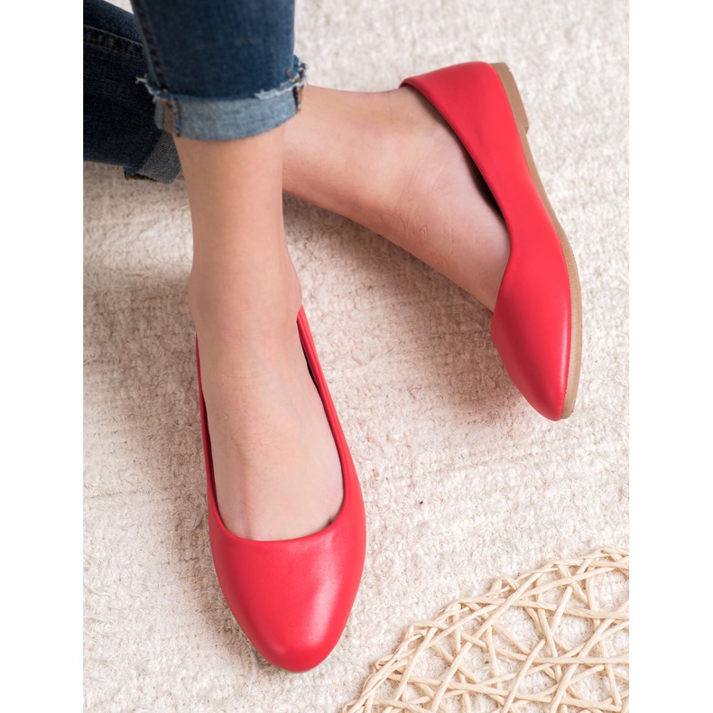 SHELOVET Ballerine classique en cuir écologique rouge 2