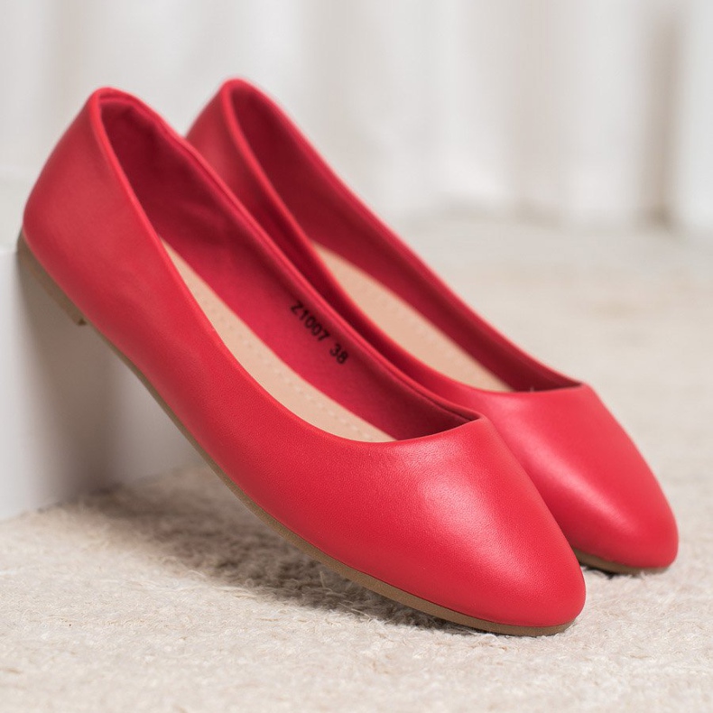 SHELOVET Ballerine classique en cuir écologique rouge 1