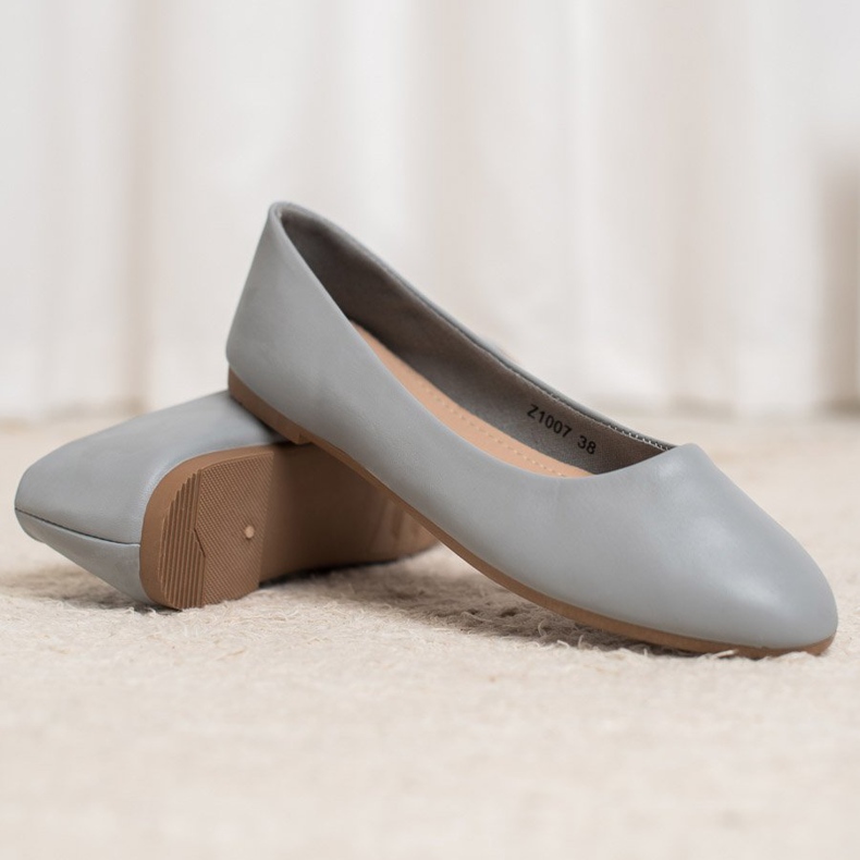 SHELOVET Ballerine classique en cuir écologique gris 1