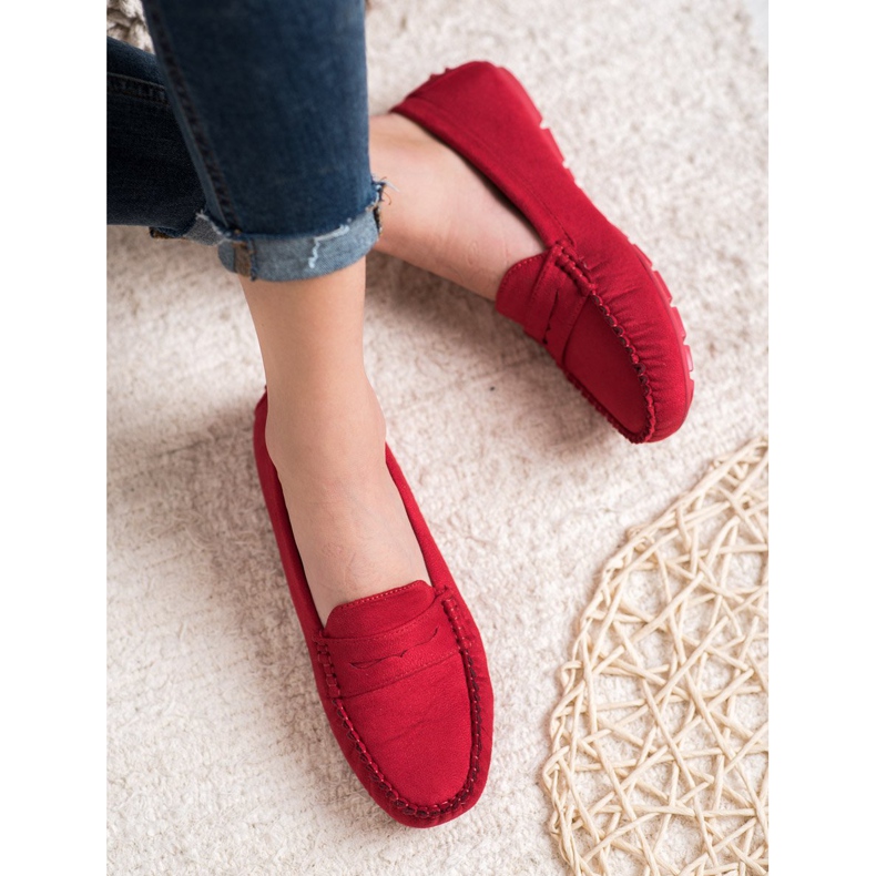Goodin Mocassins textiles classiques rouge 1