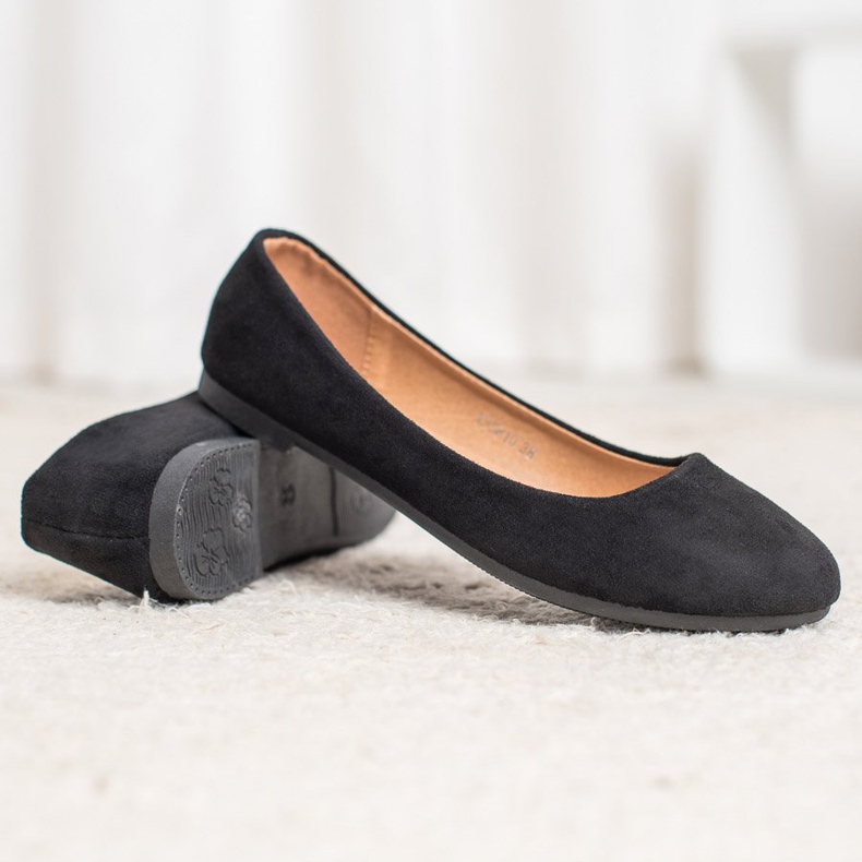 Diamantique Ballerines classiques en daim le noir 1