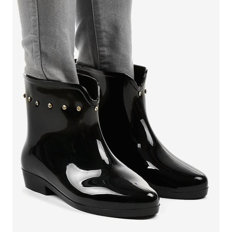 Galoches courtes noires avec zircones cubiques SD97E-1 1