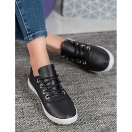 SHELOVET Baskets élégantes en cuir écologique noir 2