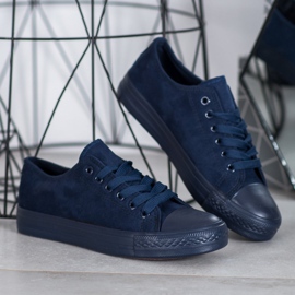 SHELOVET Baskets en daim bleu marin bleu 4