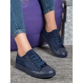 SHELOVET Baskets en daim bleu marin bleu 1