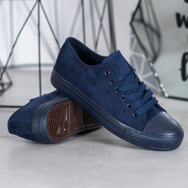 SHELOVET Baskets en daim bleu marin bleu 3