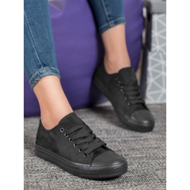 SHELOVET Baskets en daim le noir 4
