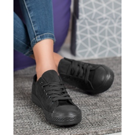 SHELOVET Baskets en daim le noir 1
