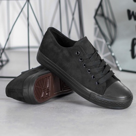SHELOVET Baskets en daim le noir 2