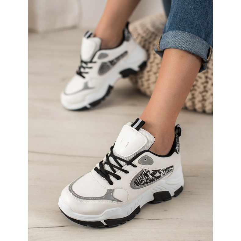 Bella Paris Baskets en cuir écologique blanc multicolore 1