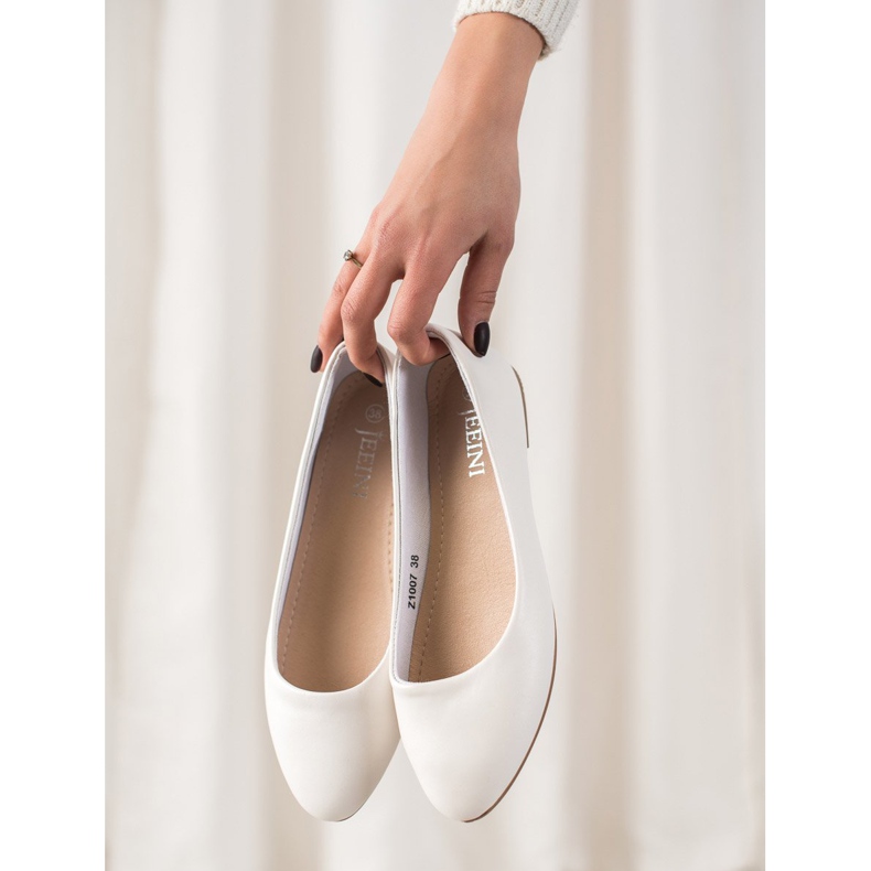 SHELOVET Ballerine classique en cuir écologique blanc 2