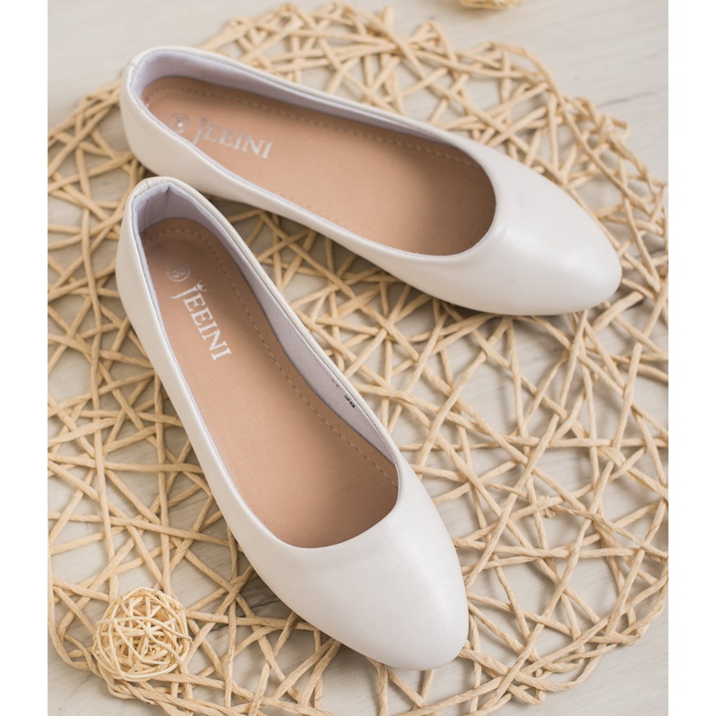 SHELOVET Ballerine classique en cuir écologique blanc 1