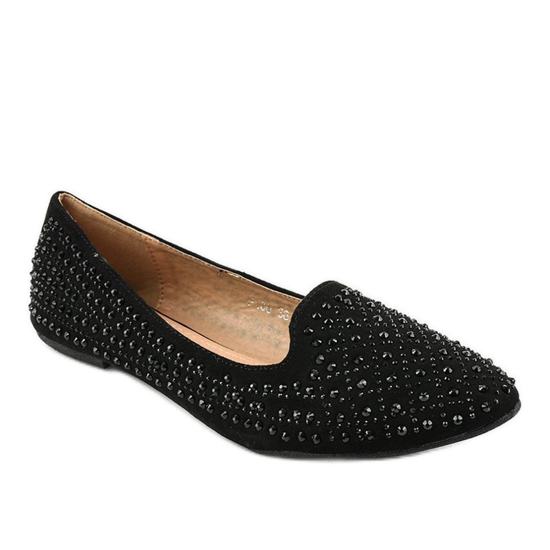 Mocassins ballerines noirs décorés de F160 le noir 1