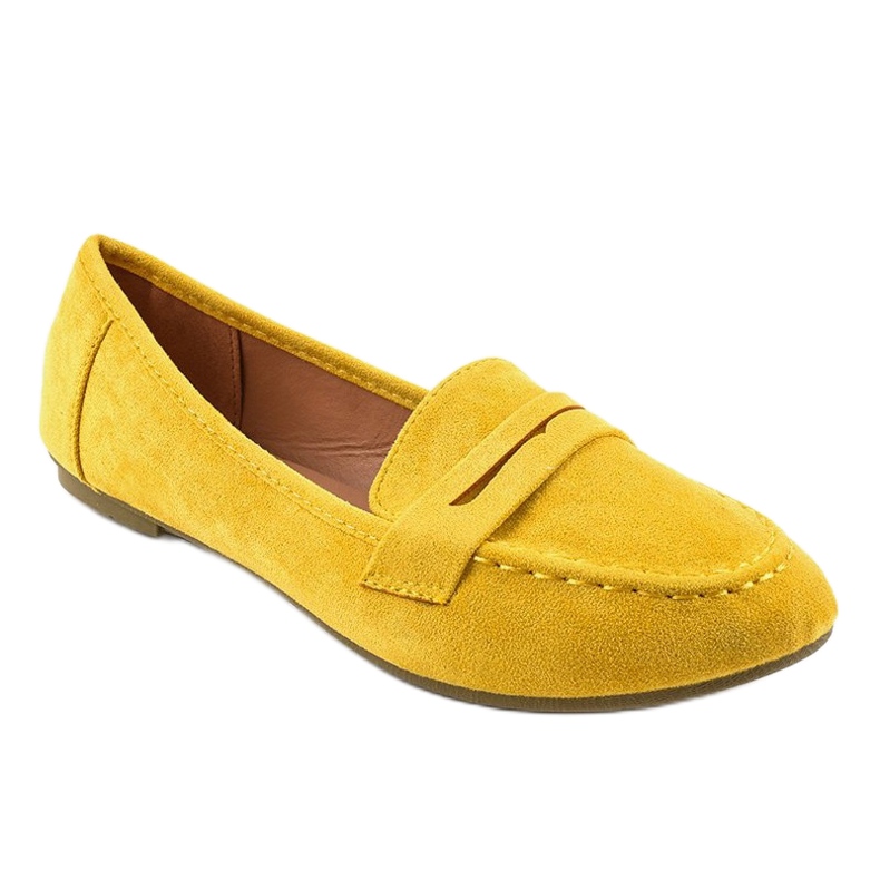 Mocassins ballerine en éco-daim jaune B2030 1