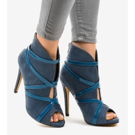 Escarpins en daim bleu SY-20 2