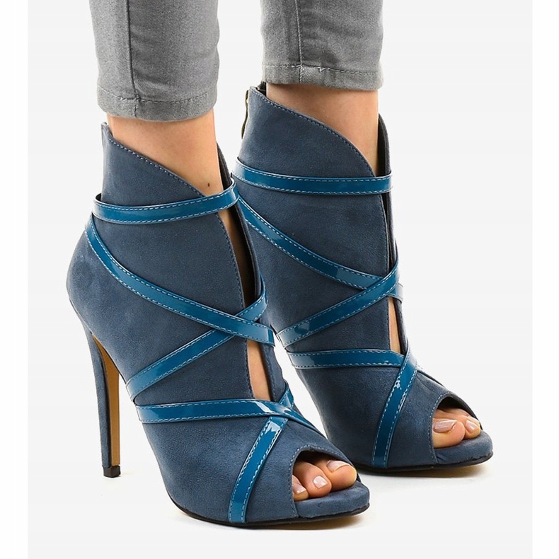 Escarpins en daim bleu SY-20 1