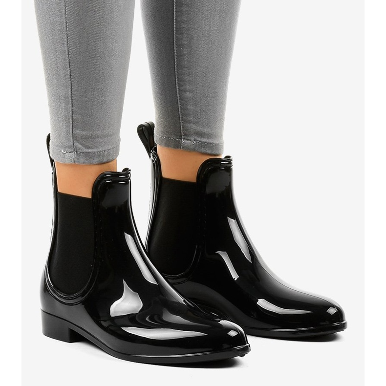 Bottes de pluie courtes noires avec un élastique LFF10-1 le noir 1