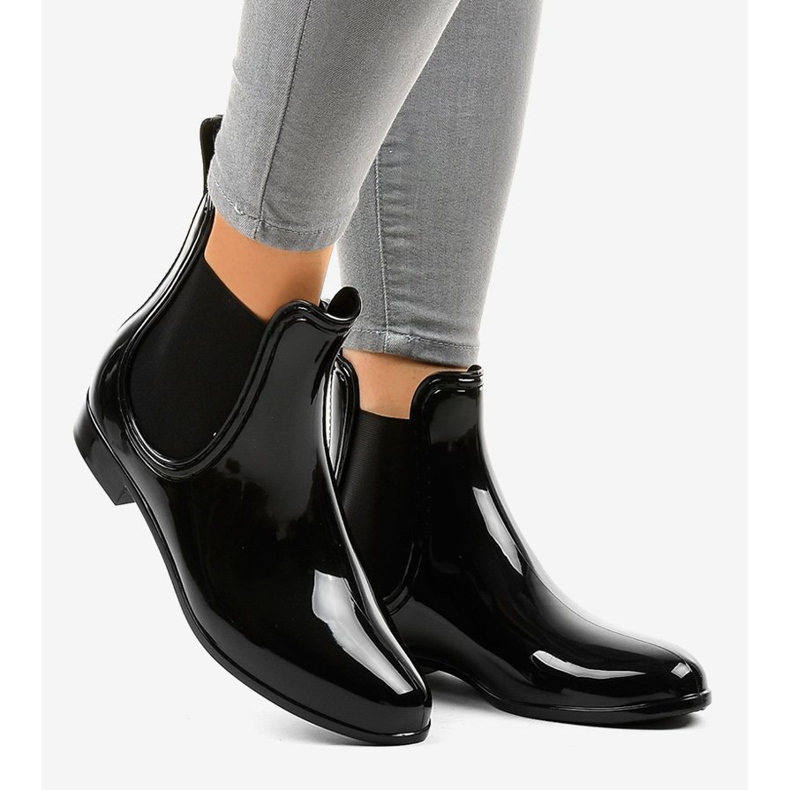 Bottes de pluie courtes noires avec un élastique LFF10-1 le noir 2