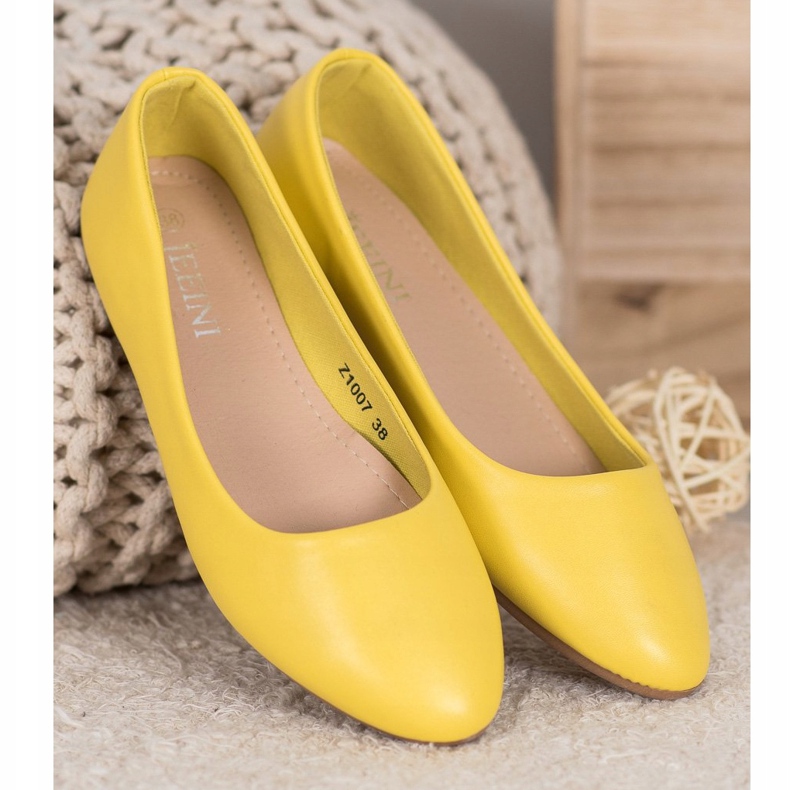 SHELOVET Ballerine classique en cuir écologique jaune 2