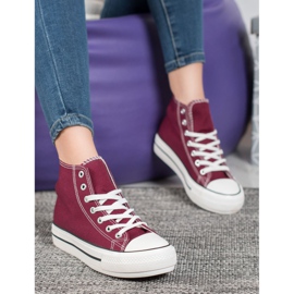 SHELOVET Baskets hautes en textile rouge 1