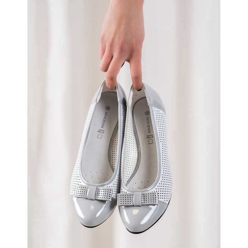 Goodin Escarpins Ajourés Avec Un Noeud blanc gris 1