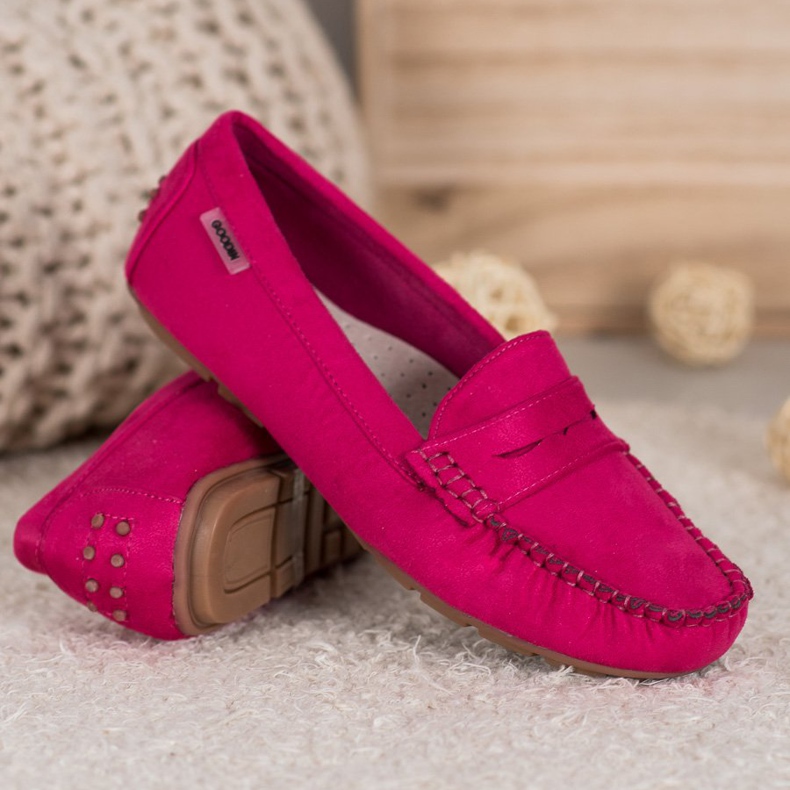 Goodin Mocassins textiles classiques rose 1